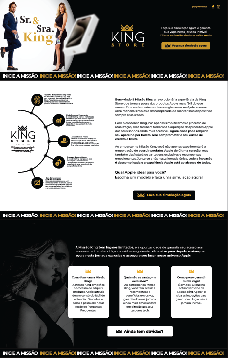 Page developed for King Store Brazil shown on a laptop