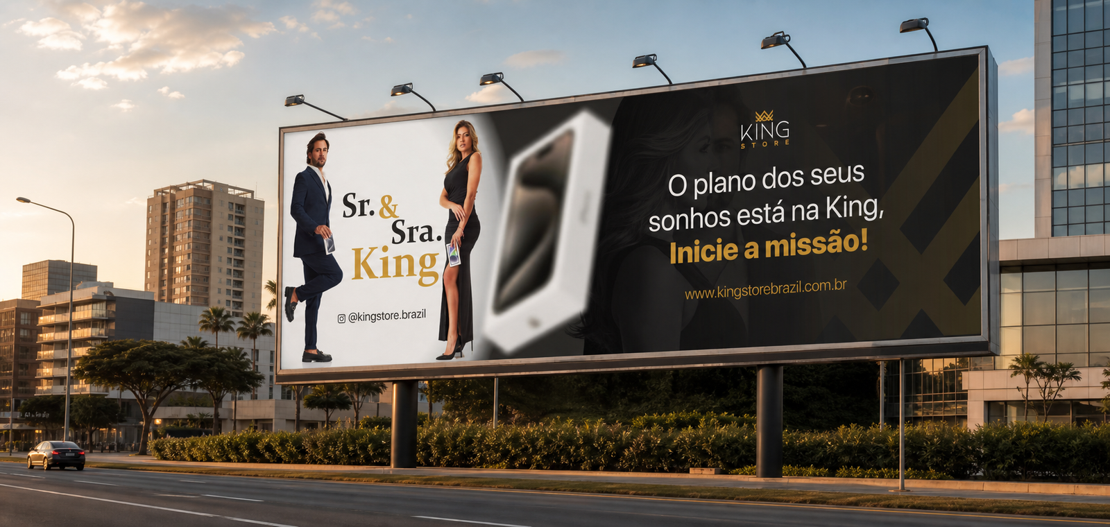 Outdoor campaign in the street — The final creative shown in its outdoor media context.