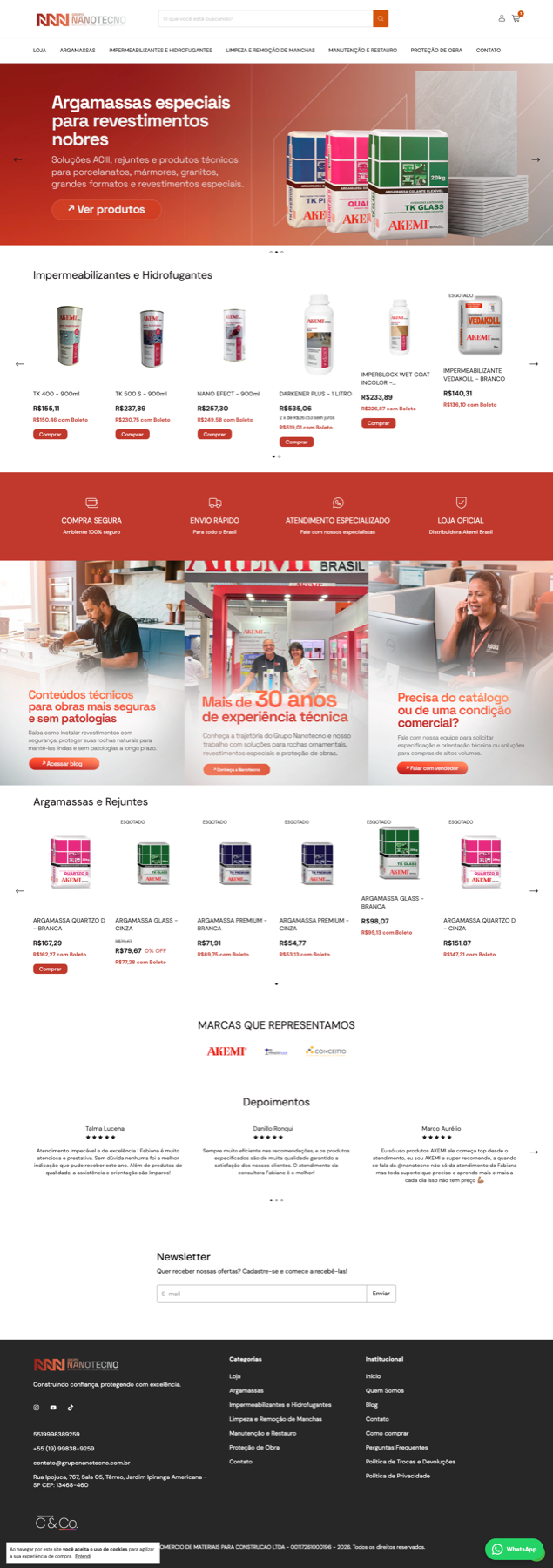 Page developed for Grupo Nanotecno shown on a laptop